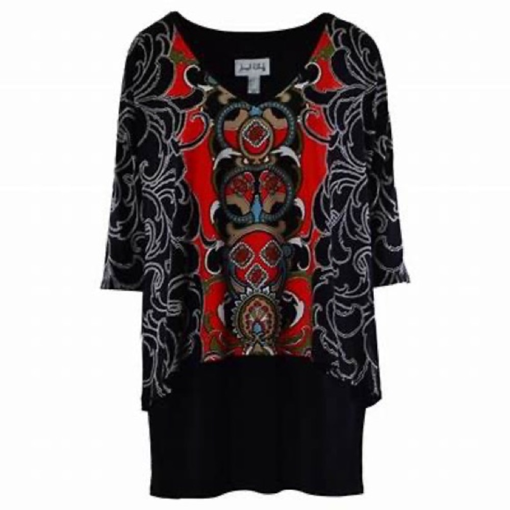 Joseph Ribkoff paisley print double layer tunic 184674
